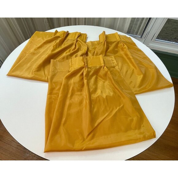 Vintage 60s curtain, pleated sheer panel, golden yellow, PAIR OR SINGLE PANEL - Picture 1 of 10